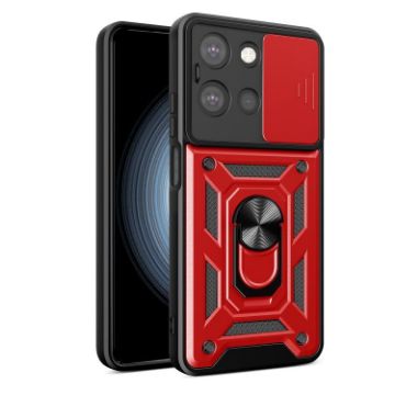 Moto G 2025 Red TPU+PC Case with Sliding Camera Cover - 1