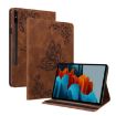 Galaxy Tab S9+ Brown Butterfly Flower Embossed Leather Case - 1