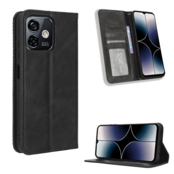 Ulefone Note 16 Pro Retro Black Leather Phone Case with Magnet - 1