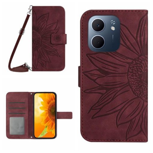 OPPO A5x Global Sunflower Embossed Leather Case with Lanyard - 1