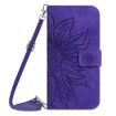 OPPO A5x Sun Flower Embossed Leather Case with Lanyard (Dark Purple) - 2