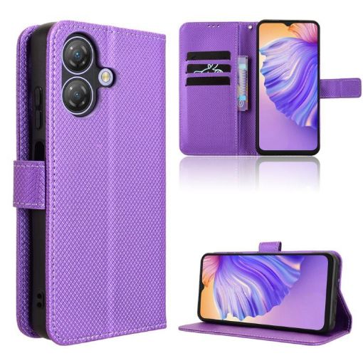 Ulefone Note 21 Purple Leather Case with Diamond Texture - 1
