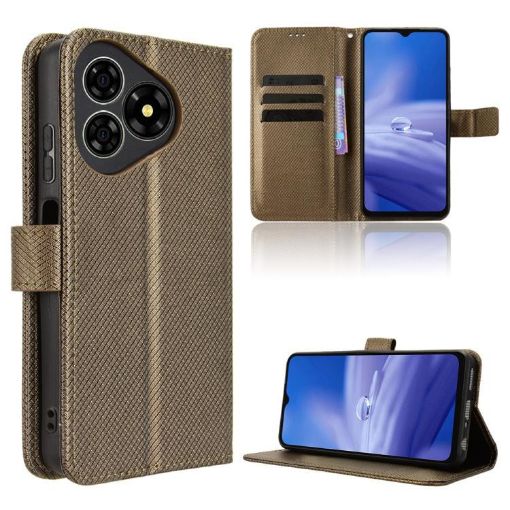 Ulefone Note 19 Brown Diamond Texture Leather Phone Case - 1