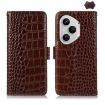 For Honor 400 Pro Crocodile Cowhide Leather Phone Case (Brown) - 1