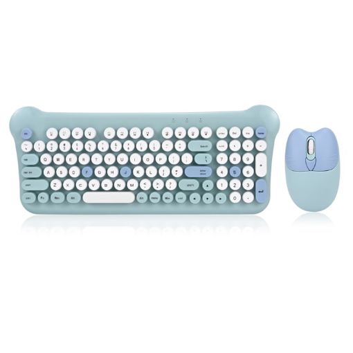 QW05 Blue 2.4G Wireless Keyboard Mouse Set - Mixed Color Portable - 1