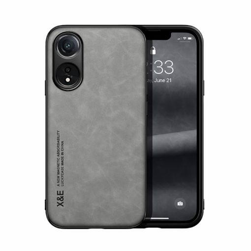 OPPO A78 4G Magnetic Leather Back Case, Light Grey Skin Feel - 1