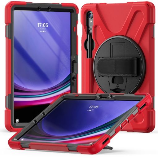 Galaxy Tab S10/S9/S8/S7 Heavy Duty Rotatable Kickstand Case (Red) - 1