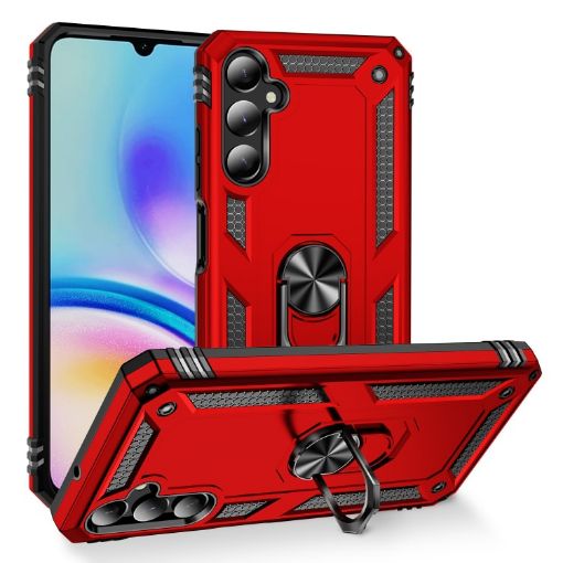 Shockproof Red TPU + PC Phone Case with Holder for Galaxy A05s - 1