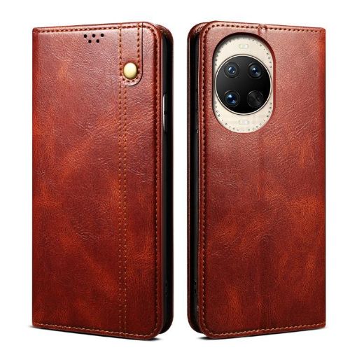 Huawei nova 14 Ultra Brown Leather Phone Case - Oil Wax Texture - 1