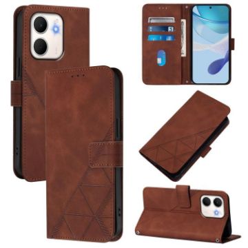 OPPO A5X 4G/5G Embossed Leather Flip Case (Brown) - 1