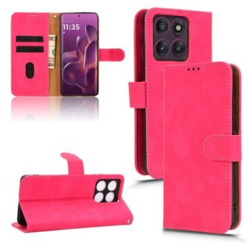 Motorola Edge 60 Pro Rose Red Magnetic Flip Leather Case - 1