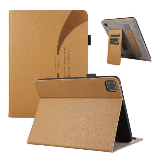 iPad Pro 13 2024 Leather Sucker Case - Brown Litchi Texture - 1