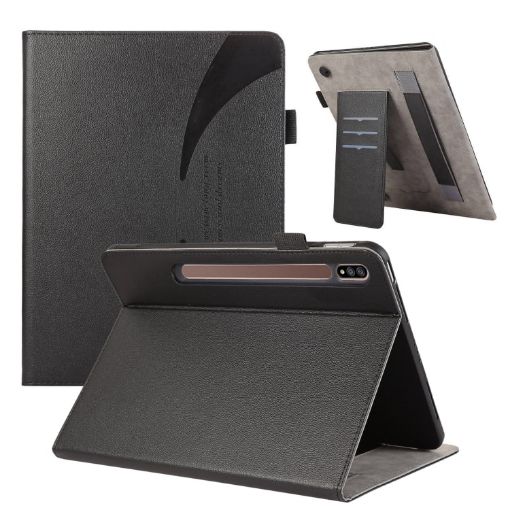 Samsung Galaxy Tab S7 Lite/S7+ Litchi Leather Tablet Case (Black) - 1