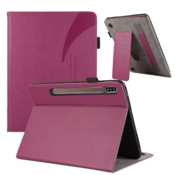 Samsung Galaxy Tab S7 Lite/S7+ Purple Litchi Leather Tablet Case - 1