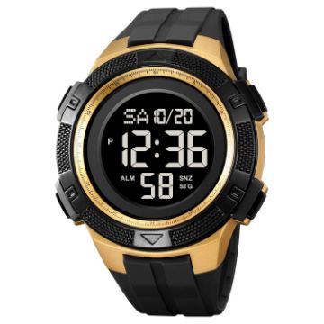 SKMEI 2078 Men's 50M Waterproof Sports Digital Watch Black Gold - 1