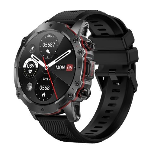 AK56 IP67 Smart Watch BT5.1 Voice Call Health Silicone Strap Black - 1
