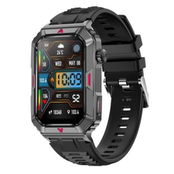 CF26 Smart Bracelet 1.57" Sleep Detect, Silicone Strap (Black) - 1