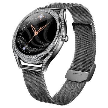 V66 1.28" BT5.0 Smart Watch, Heart Rate/Sleep, Steel Strap Black - 1