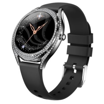 V66 1.28" BT5.0 Smart Watch, Heart Rate & Sleep Detect, Black Strap - 1