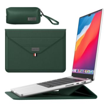 13/14" Dark Green Laptop Sleeve & Accessories Bag Holder - 1