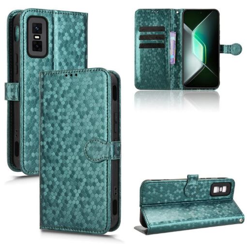Infinix GT 30 Pro Leather Phone Case, Honeycomb Dot, Green - 1