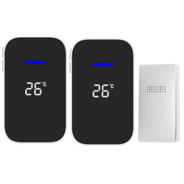 C302B Wireless Doorbell & Elderly Pager with Digital Display, UK Plug - 1