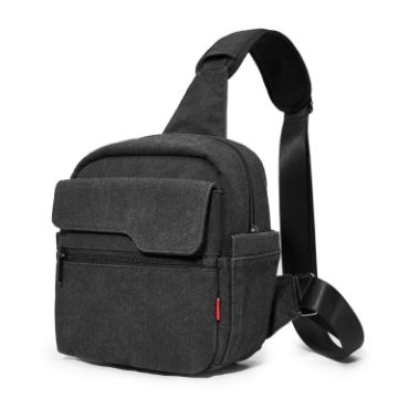 Cwatcun D93 Black Canvas Camera Shoulder Bag 19.5x13.5x25cm - 1