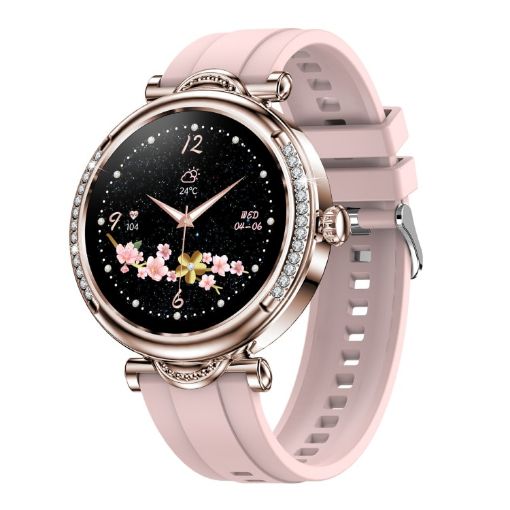 CF32 Lady Smart Watch, Silicone Band, 100+ Sports Modes (Gold) - 1