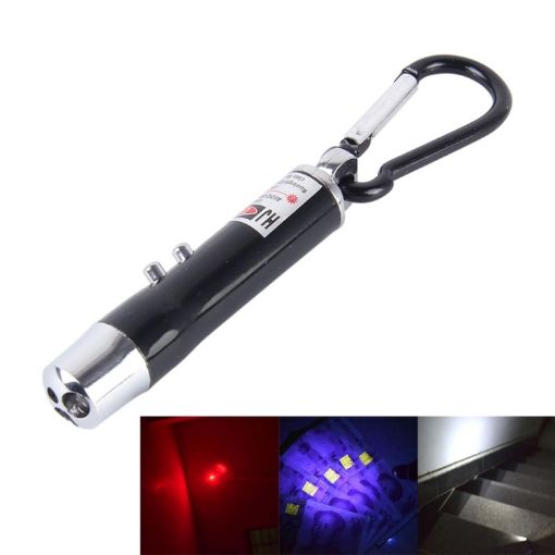 Mini LED Flashlight Keychain with Money Detecting Feature 2pcs (Black) - 1
