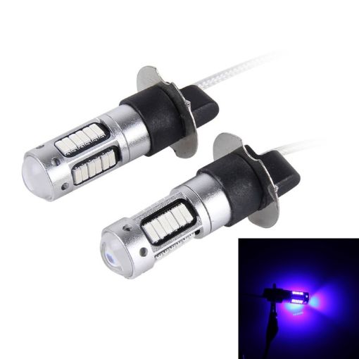 H3 Blue Fog Light Bulbs, 2 PCS 10W 30 SMD-4014 LEDs, 12V - 1