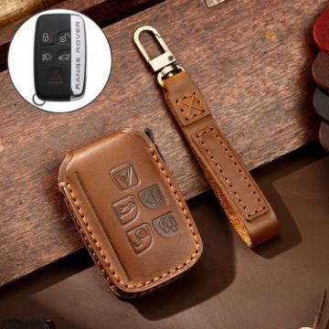 Hallmo Brown Leather Key Cover for Land Rover Discovery 5 - 1