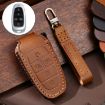 Hallmo Brown Leather Key Case for Hyundai 5-Button Key - 1