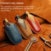 Ford Car Cowhide Leather Key Case, Three Keys Version (Blue) - 5