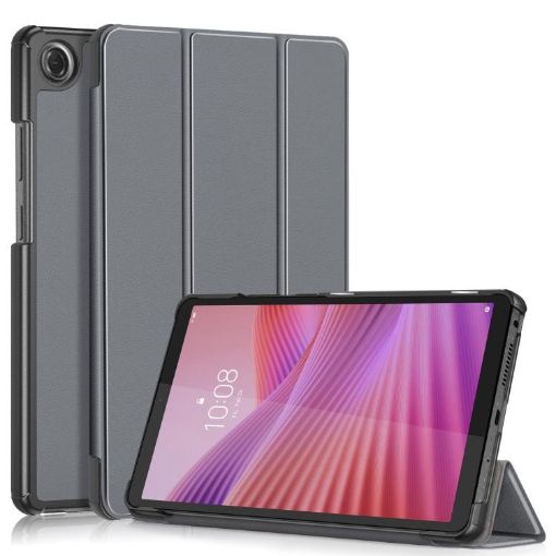Lenovo Tab One 8.7/K9 2025 Leather Smart Case, Grey, 3-Fold Holder - 1