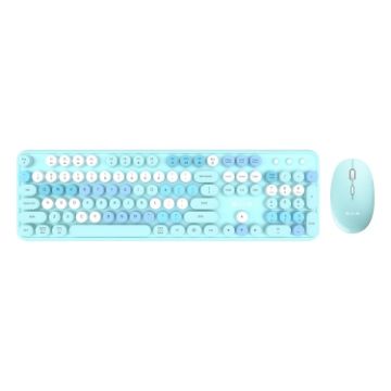 AULA AC306 Retro Wireless Keyboard + Mouse Combo, Blue Colorful - 1