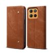 Moto G15 Denim Texture Brown Flip Leather Case - 1