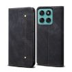 Moto G86 Power Black Denim Flip Leather Case - 1