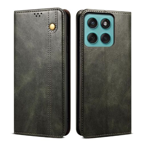 Motorola Moto G86 5G Green Leather Phone Case - Crazy Horse Texture - 1