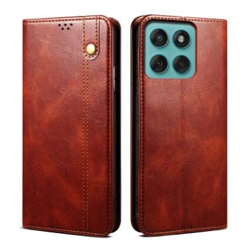 Moto G56 5G Crazy Horse Leather Case (Brown) - 1
