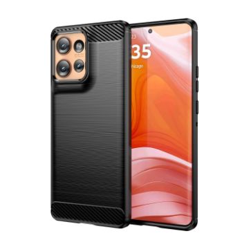 Motorola Edge 50 Black Carbon Fiber Texture TPU Case - 1