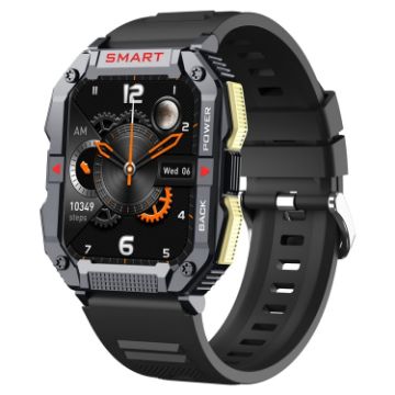 YK01 Smart Sports Watch, 1.83" HR/BP/Blood O2 Call (Black) - 1