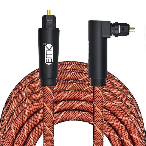 EMK 5m Orange Swivel 90 Rotatable Optical Audio Cable - 1