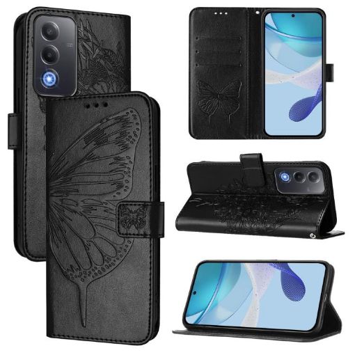 OPPO A5/A3 Pro 5G Embossed Butterfly Leather Case (Black) - 1