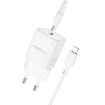 BOROFONE BN13 PD30W Charger with Type-C to 8 Pin Cable, EU Plug - 1