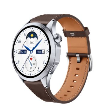 WS-26 1.52" IP67 Sport Watch, Health Monitor, Leather Strap, Silver - 1