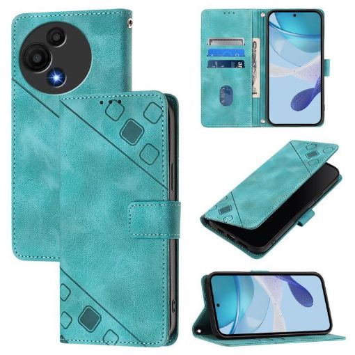 TCL 60 SE NxtPaper/605 Green Embossed Leather Phone Case - 1