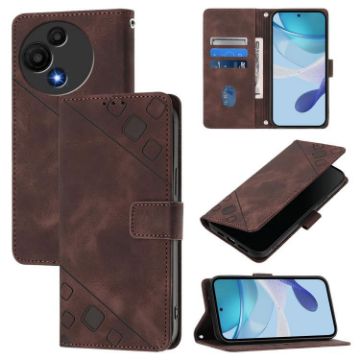 TCL 60 SE NxtPaper/605 Embossed Leather Phone Case - Brown - 1
