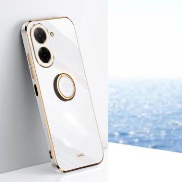 Redmi A5/Poco C71 6D TPU Phone Case with Ring Holder (White) - 1