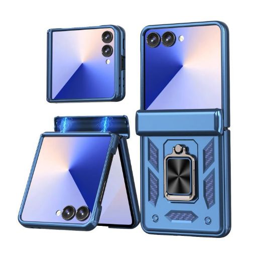Galaxy Z Flip7 5G Case with Sliding Window & Ring Stand - Blue - 1