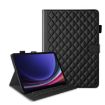 Samsung Galaxy Tab S10 FE+ Black Rhombus Lattice Leather Case - 1